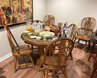 Oak dining table with 6 chairs