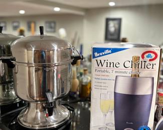 Wine chiller, coffee pot