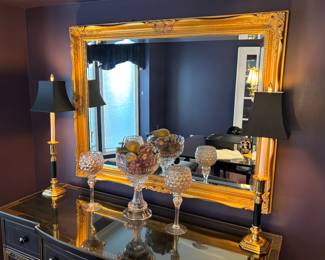 Stunning antique beveled glass mirror