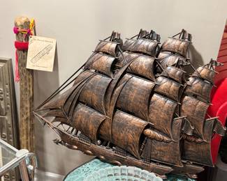 Vintage ships (There are 2, one behind the first one), rain stick