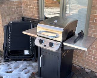 Stainless barbecue, folding chairs