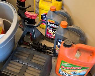Jack stands, coolant, battery charger