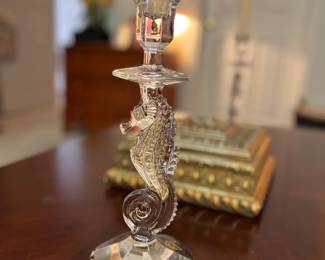 Crystal sea horse candle stick