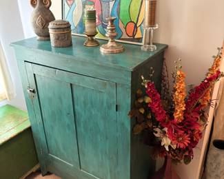 Vintage storage cabinet, art, vase/flowers
