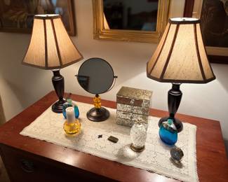 Perfume, lamps, jewelry box