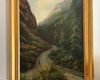 Beautiful antique landscape oil painting