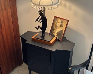 Vintage cabinet, lamp