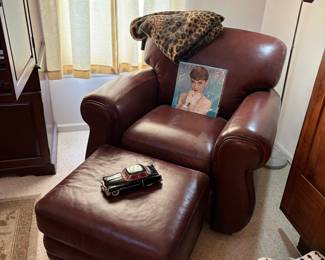 Leather chair and ottoman