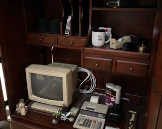 Vintage computer, calculator, office supplies