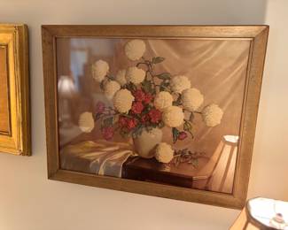 Vintage framed art - flowers