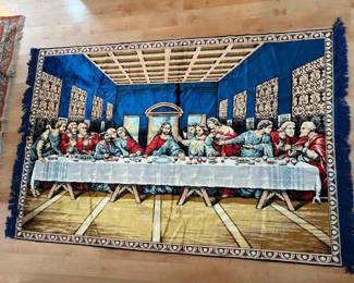 Vintage religious tapestry / rug