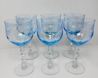 3 1FostoriaStyleBlueCrystalMagnumWineGlassesSetof6Large