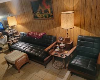 Sweet leather futon and chair.
