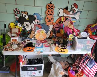 Christmas and Halloween vintage decorations.
