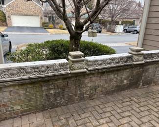 3 LONG CEMENT PLANTERS AND 2 URNS