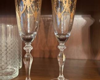 Murano Champagne flutes with 24K