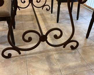 IRON AND GLASS TABLE W/4 RESTORATION HARDWARE CHAIRS