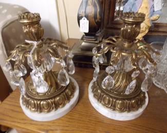 Crystal and Brass Candle Sticks