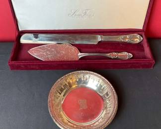 Guidinger SilverPlated Cake, Knife, And Server Set With Rein Barton Dish