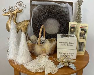 Elegant Christmas Decor Lot With Gold White Theme