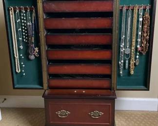 Bombay Co. Jewelry Cabinet Filled With Costume Jewelry