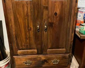 Rustic Wooden Armoire with Drawers