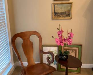 Solid Wood Rocking Chair with Footstool and Side Table