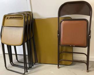 Vintage Folding Chairs and Card Table Set