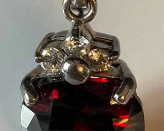 Sterling Silver and Red Gemstone Pendant