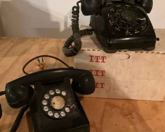 Vintage Telephone Collection Rotary and Wood Wall Phone