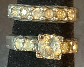 Sterling Silver Engagement and Wedding Band Set