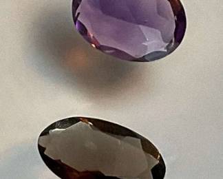 Faceted Amethyst and Smoky Quartz Gemstones