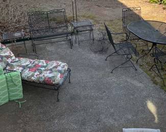 Lot Of Metal Outdoor Furniture Table w 4 Chairs, Glider, Chaise, Etc