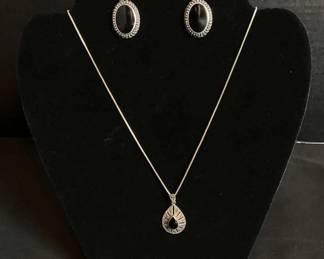 Sterling Silver and Black Stone Jewelry Set