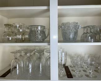 Beautiful Glassware And Cut Glass Pitcher Ice Bucket