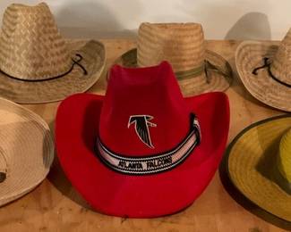 Cowboy Hat Collection of 6 Hats Including Atlanta Falcons John Deere