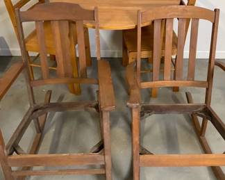 Dining Table with Matching Chairs Pair of Wooden Rocking Chairs