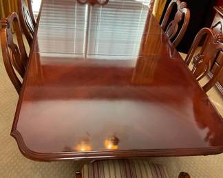 Cherry Double Pedestal Dining Table W2 Leaves 2 Armchairs 4 Side Chairs