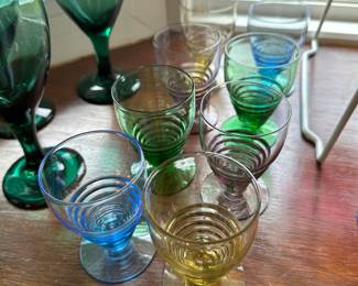 LOVE These vintage MCM multi colored juice glasses! 