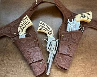 Vintage Mattel Cap Guns (3) and Holster!  