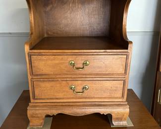 FANTASTIC MCM HEYWOOD WAKEFIELD Cinnamon Two-Tier Two-Drawer Bedside Table! MARKED! 