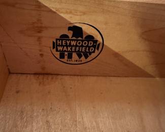 FANTASTIC MCM HEYWOOD WAKEFIELD Cinnamon Two-Tier Two-Drawer Bedside Table! MARKED! 