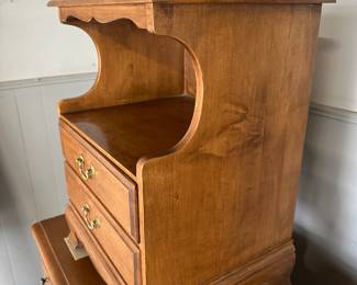 FANTASTIC MCM HEYWOOD WAKEFIELD Cinnamon Two-Tier Two-Drawer Bedside Table! MARKED! 