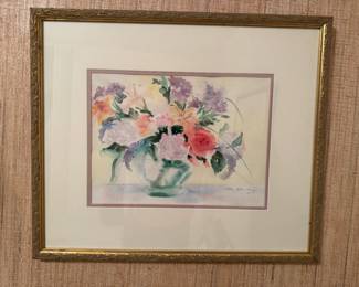 Custom framed watercolor by Marie Stull Crosby