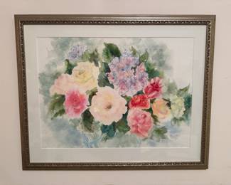 Custom framed watercolor by Marie Stull Crosby
