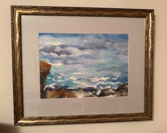 Custom framed watercolor by Marie Stull Crosby