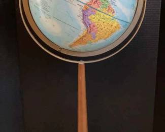 World Globe Replogle Vintage On Wood Stand Axis Tilt