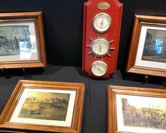 Lionel Barrymore Gold Foil Etchings Framed 4  Wall Weather Station 