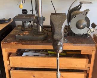 Drill Press Central Machinery, Vise, Craftsman Grinder