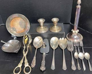 Sterling Candlesticks, Silver Plated Pieces Various Patterns